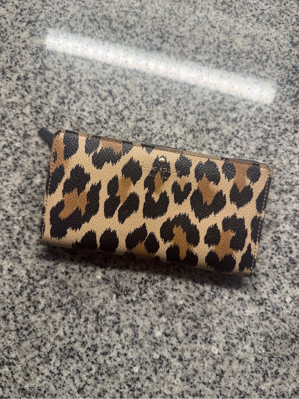 kate spade Leopard Print Zip Wallet - Tan & Black